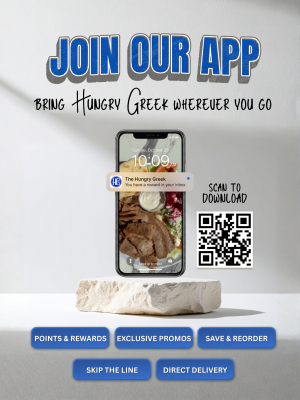 Hungry Greek PVC Suction Cup "Join Our App"